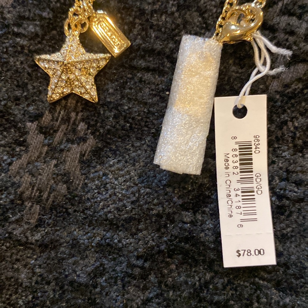 Coach Gold tone crystal pave pyramid star necklace - Picture 3 of 3